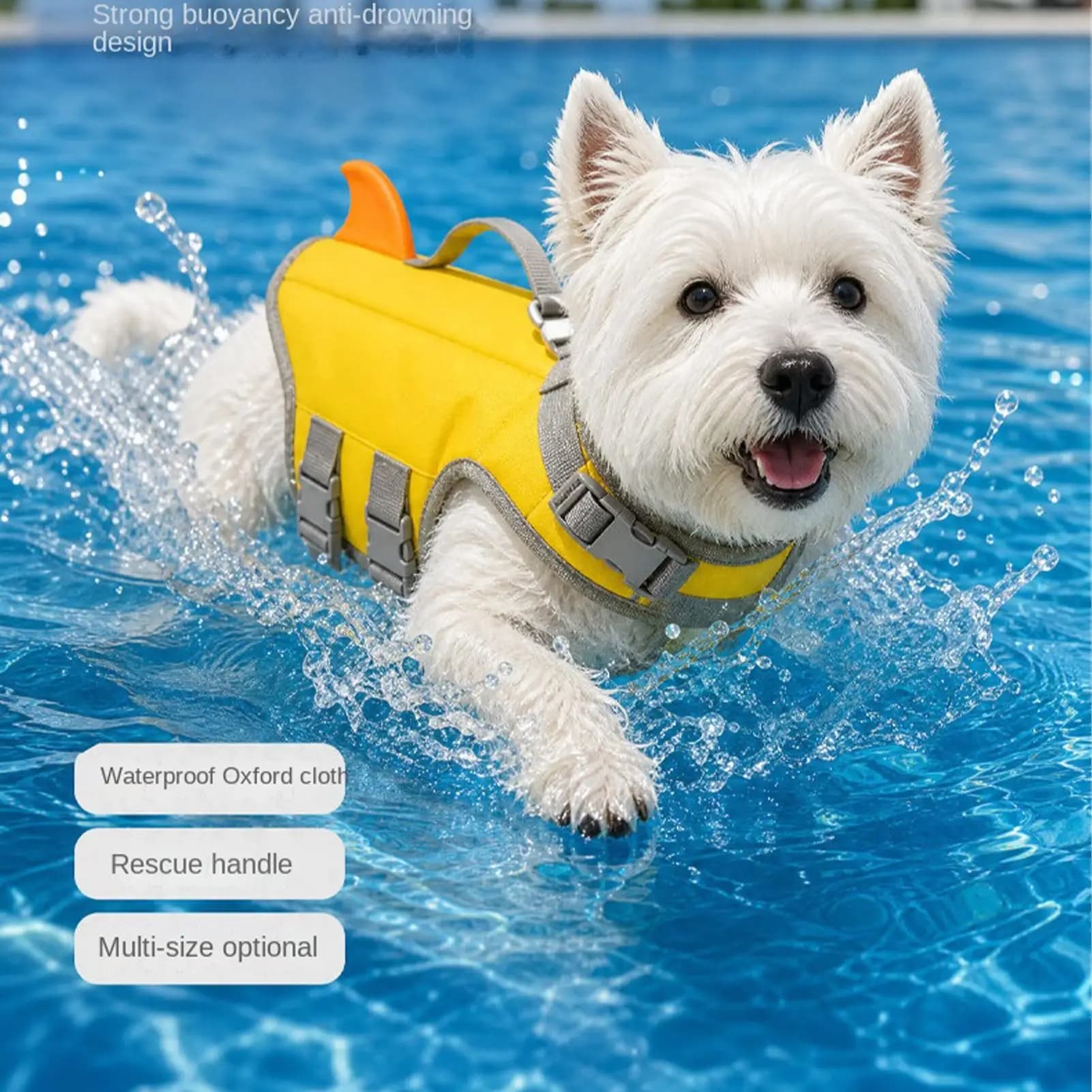 Dog Life Vest Adjustable Reflective Floating Safety Jacket With Handle Tear Resistant Pet Swim Coat For Small Large Dogs Boating