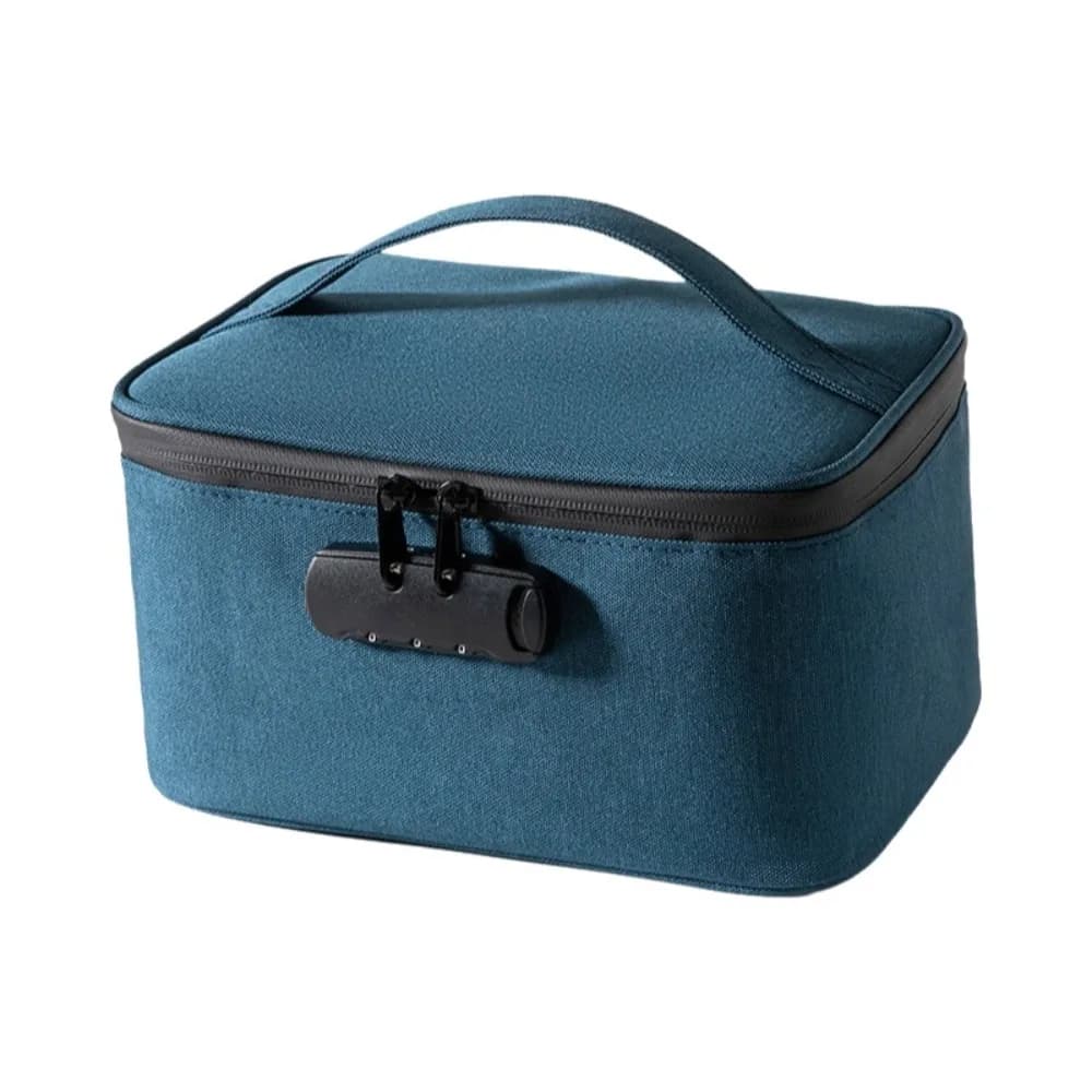 Oxford Fabric Password Lock Bag Large Capacity Portable Travel Cards Organizer With Handle Zip Closure Smell Proof Stash Bag