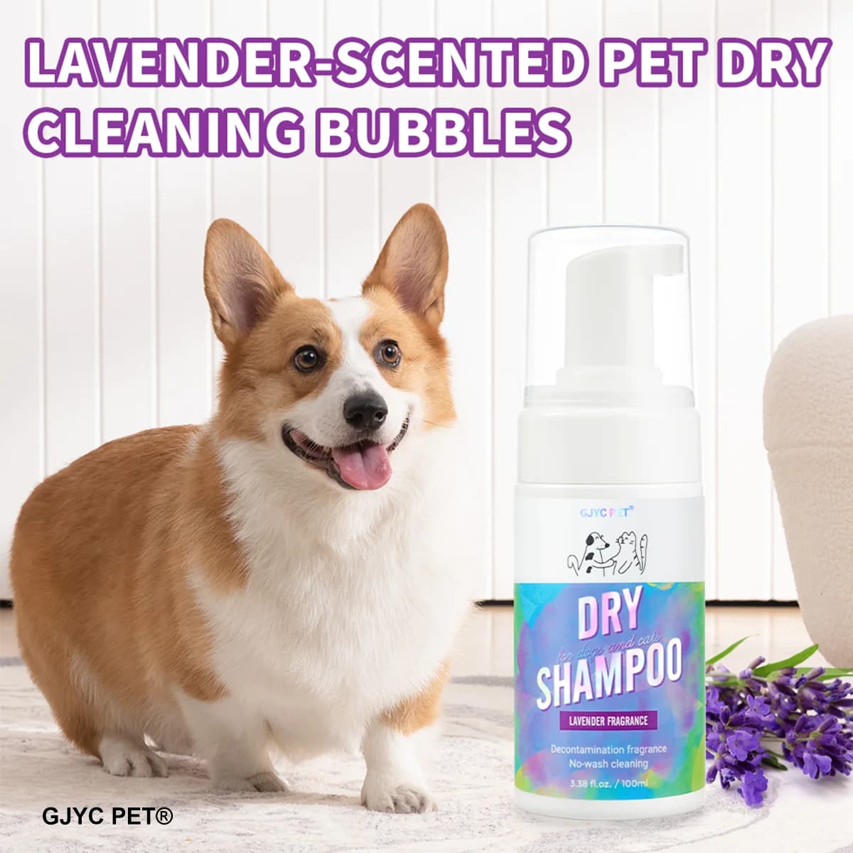 Schiuma detergente a secco per animali domestici, mousse senza acqua, profumo di lavanda, ipoallergenica, rinfresca, deodora, non irritante, per tutti i cani e i gatti