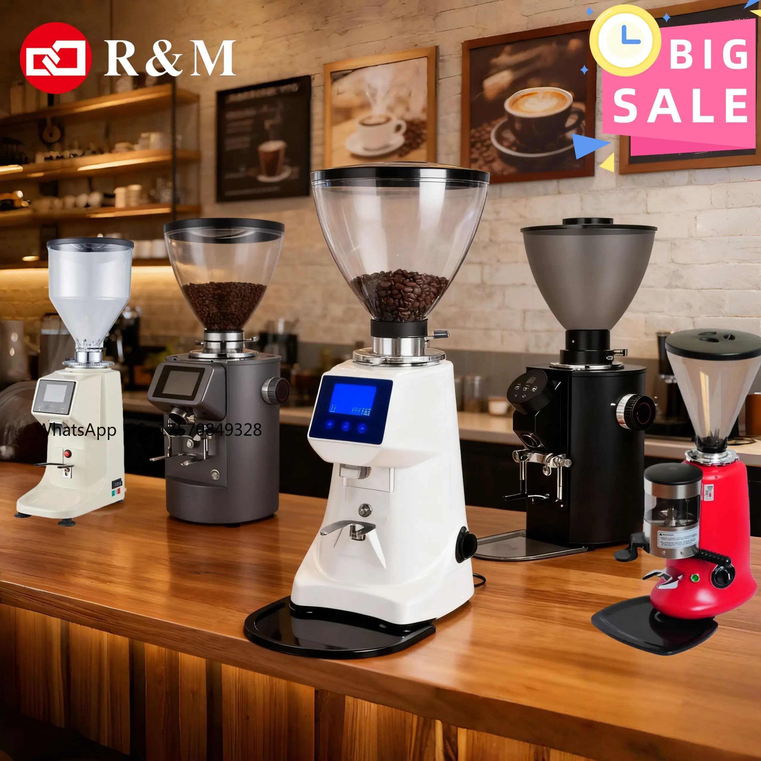 A Professional 64mm Flat Burr Molinos De Cafe Industrial Espresso Bean Mill Grinding Machine Commercial Electric Coffee Grinders