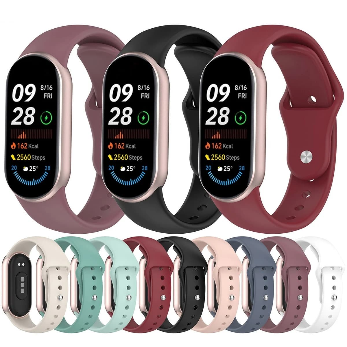 Cinturino in silicone per Xiaomi Mi Band 10 9 8 Sport Smart Watch Bracciale da polso Band9 Band8 Accessori per cinturino da polso