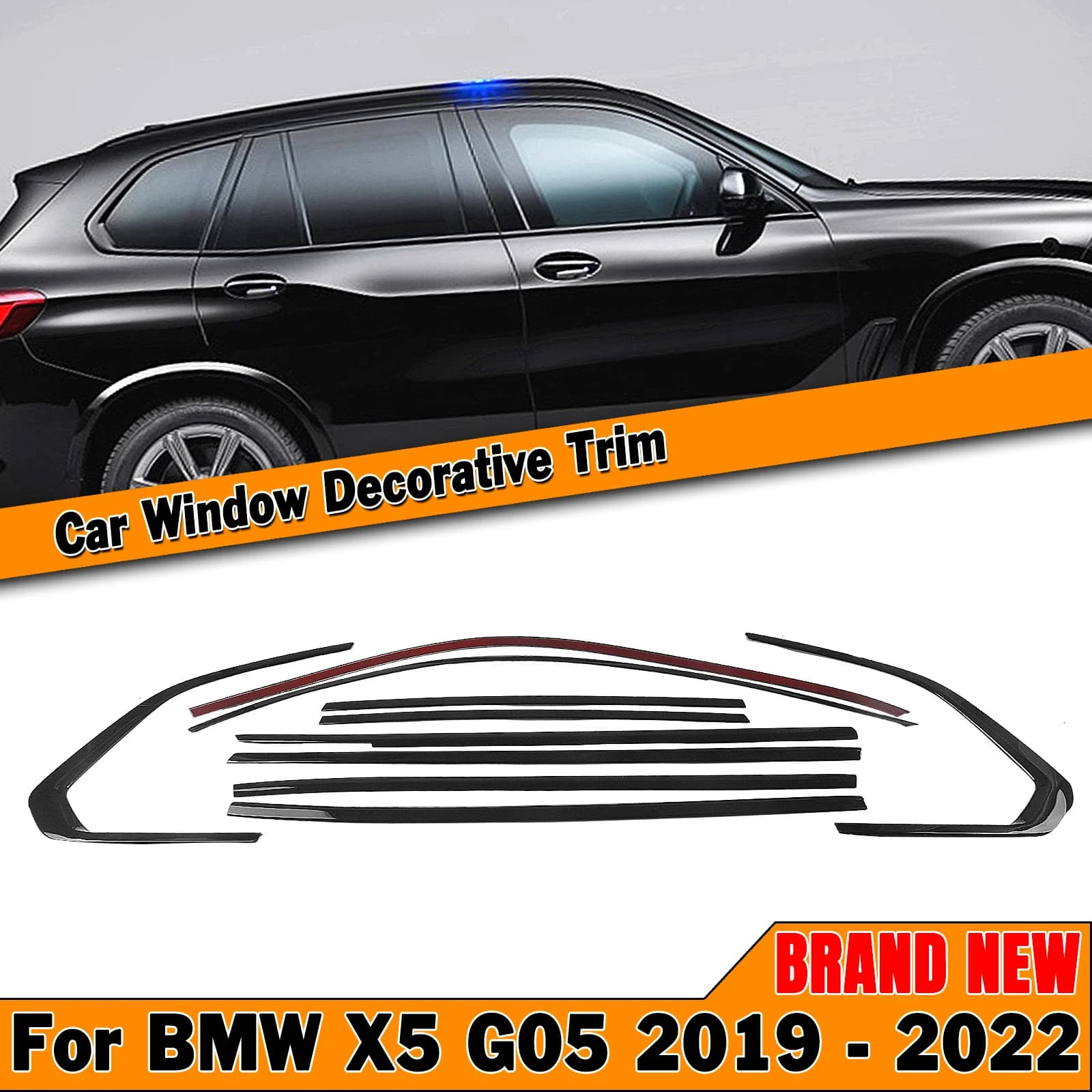 Exterior Window Trim Seal Strip For BMW X5 G05 2019-2025 Gloss Black Stainless Steel Weatherstrip Decor Molding Styling Cover