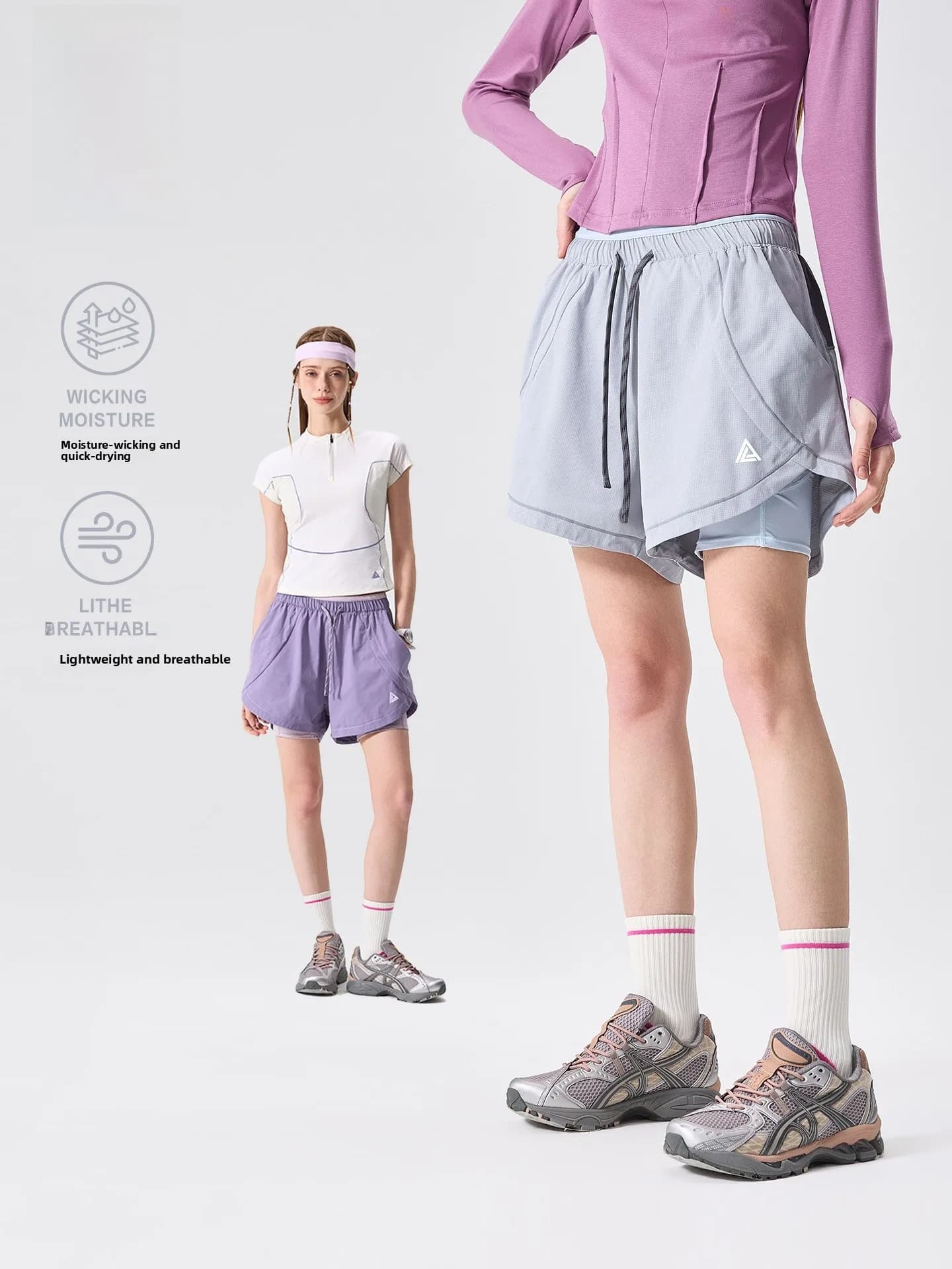LAZY DAY Outdoor Women's Sport Shorts Quick Dry Breathable Running Training Pants Ultraviolet Protection Two-In-One Shorts