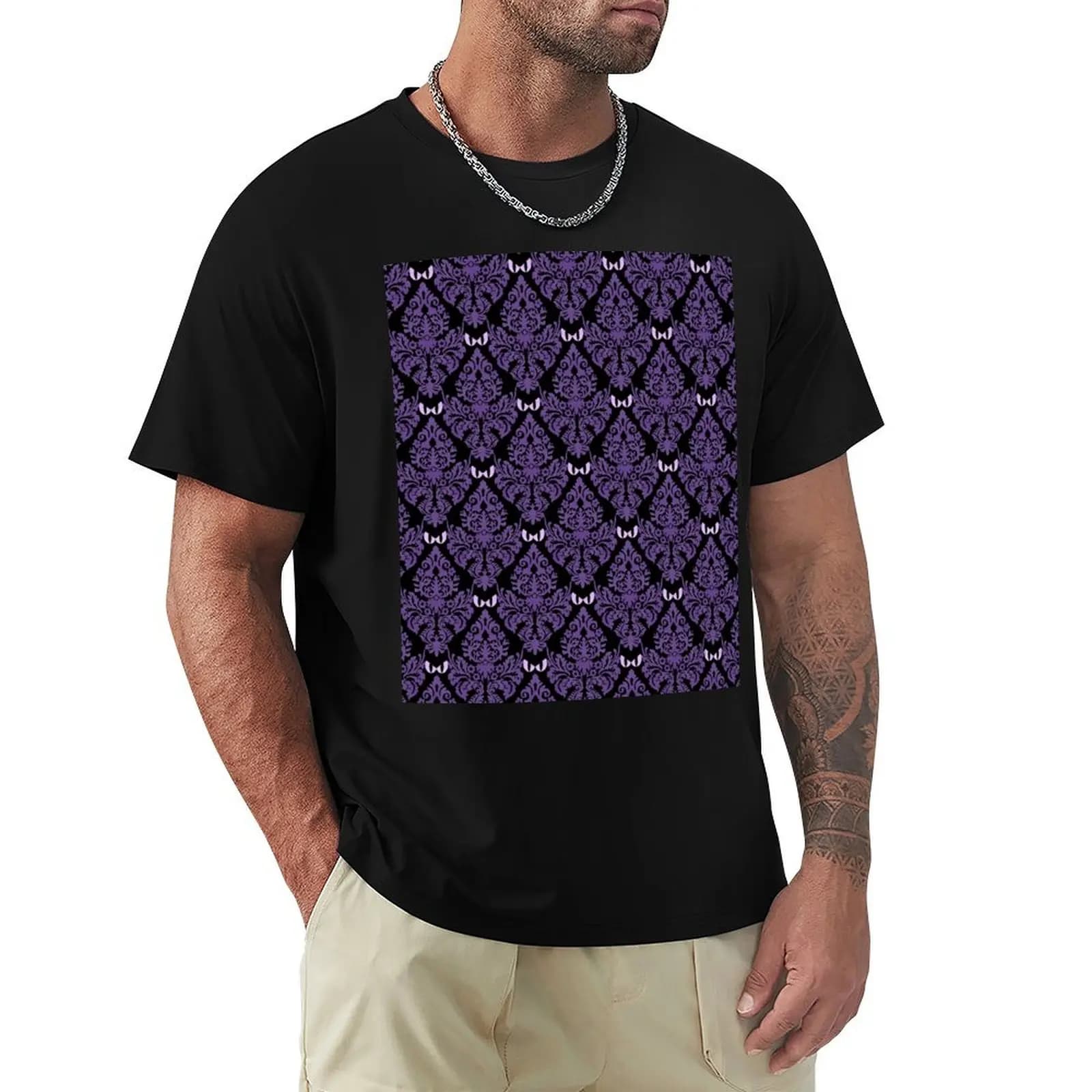 Haunted Mansion Damask Wallpaper T-Shirt Plus Size Everyday Tee Shirt