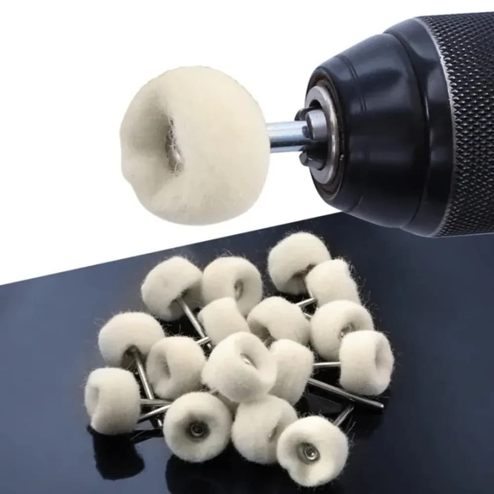 10 Pezzi Dischi Abrasivi in Feltro di Cotone con Gambo da 3mm, Spazzole per Lucidatura Metallo, per Gioielli, Perle di Giada e Buddha