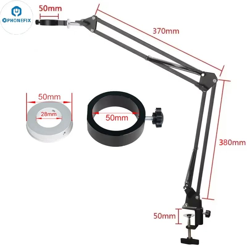 Table support adapter ring with adjustable arm with universal embossing bracket for microscope camera, computer camcorder, live webcam