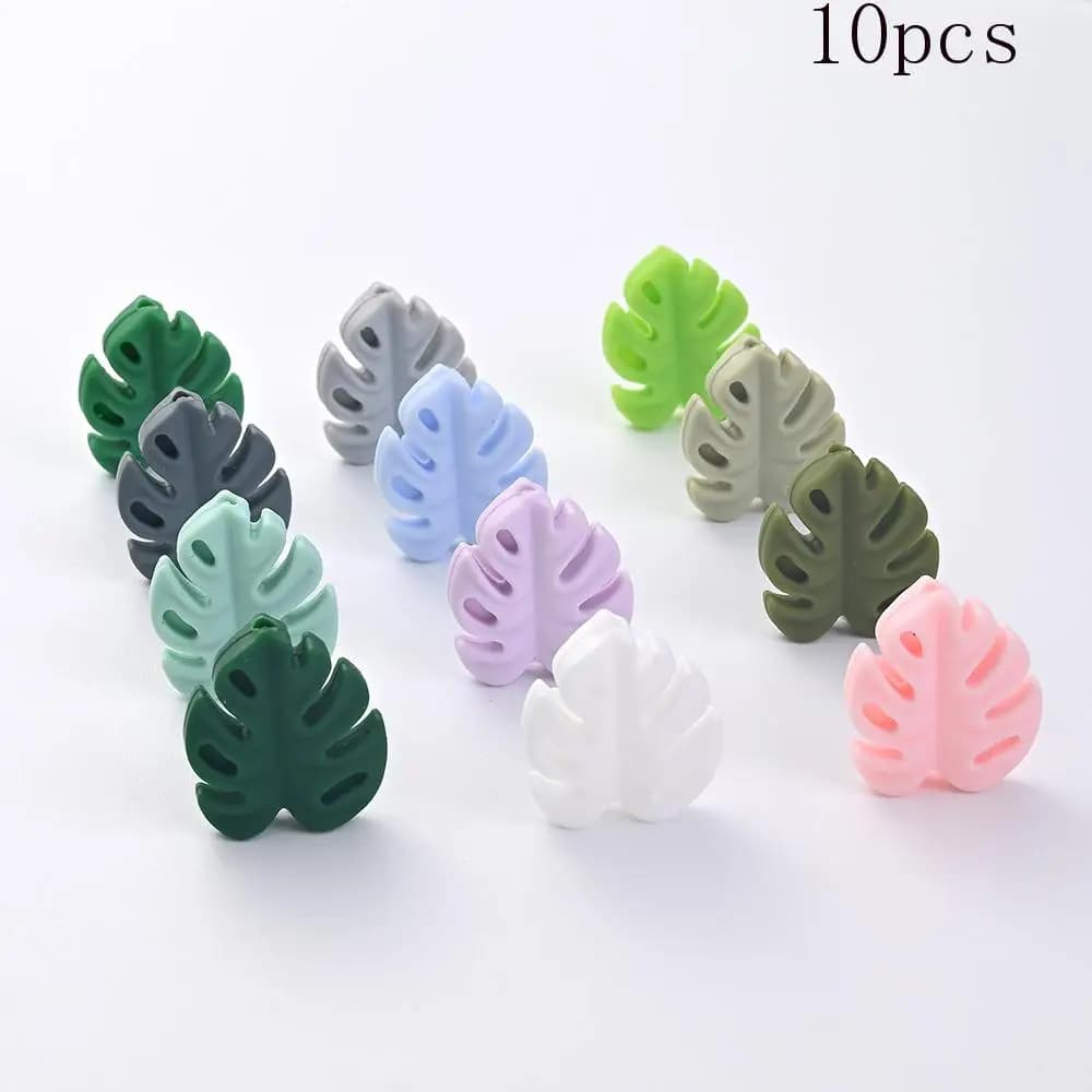 10 pezzi nuovi cartoni animati perline in silicone grandi foglie perline focale sciolte braccialetto fai da te portachiavi collana penna accessori per la creazione di gioielli