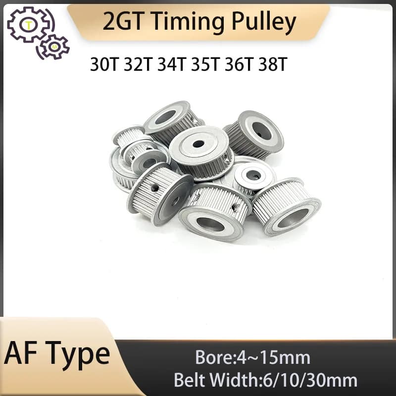 GT2 Timing Pulley 30~38 Teeth Bore 4mm-15mm Belt Width 6/10/30mm 2GT Pulley AF Type 30T 32T 34T 35T 36T 38T GT2 Timing Pulley