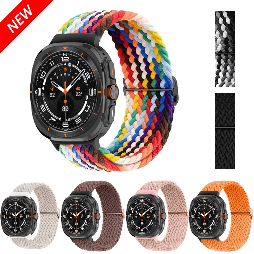Braided Solo Loop For Samsung Galaxy Watch 7 Ultra Band 47mm accessories Adjustable Nylon bracelet Galaxy watch Ultra Strap 47mm