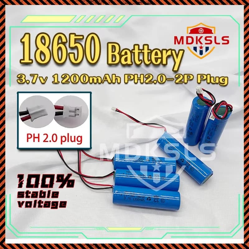Nuova Batteria 18650 da 1200mAh 3.7V Ricaricabile al Litio con PCB PH2.0-2P per LED da Pesca, Bluetooth, Luce e Rasoi