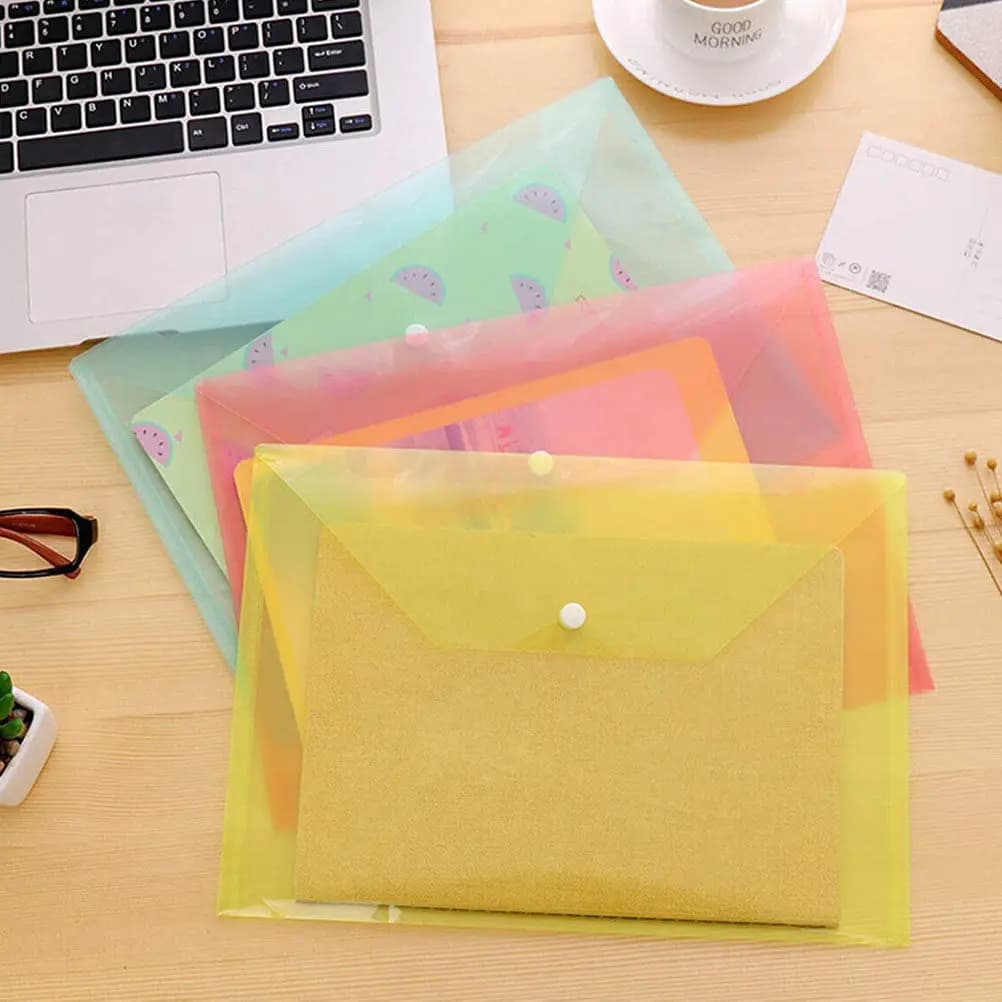 12 pezzi di borse per documenti A4, cartelle colorate, borse per documenti in plastica, organizer trasparenti per ufficio, custodie in plastica per archiviazione