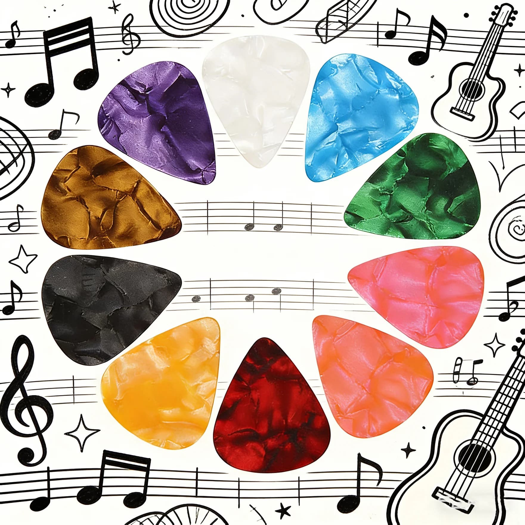 Confezione da 21 plettri per chitarra 3 plettri per chitarra in celluloide colorato di spessore diverso per chitarra acustica chitarra elettrica basso nel Regno Unito