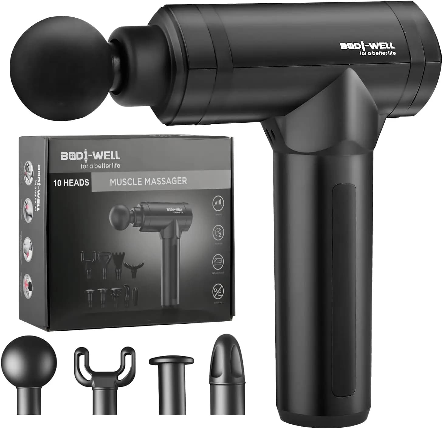 Massage Gun Deep Tissue - Back Muscle Massager w/High Torque Motor for Back Pain, Shoulder, Neck, Body, All Muscles Recover & Ma