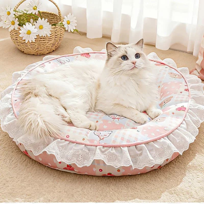 Princess Style Cat Bed Cute Dog Beds Cat Sleeping Sofa Detachable Pink Princess Pet Bed Basket Dog Wedding Furniture