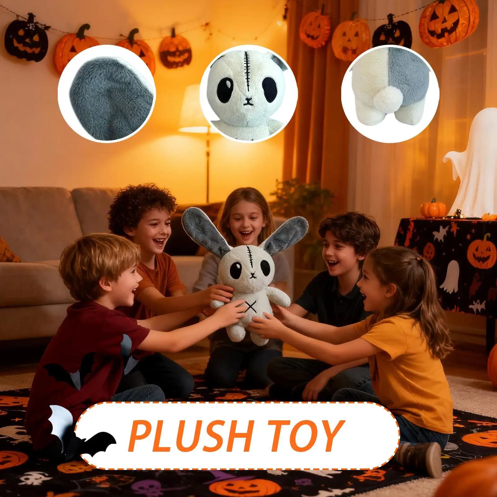 Cuscini da tiro da collezione con coniglietti di peluche Coniglio gotico Peluche di Halloween ripiene per viaggi in ufficio Vacanze Adulti Bambini Ragazze