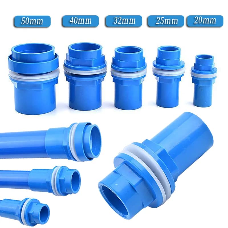 Connettori per Tubi di Scarico in PVC Blu 20/25/32/40/50mm, Raccordi per Acquari, Serbatoi, Irrigazione Giardino, Tubi di Alimentazione Idrica, Drenaggio e Troppopieno