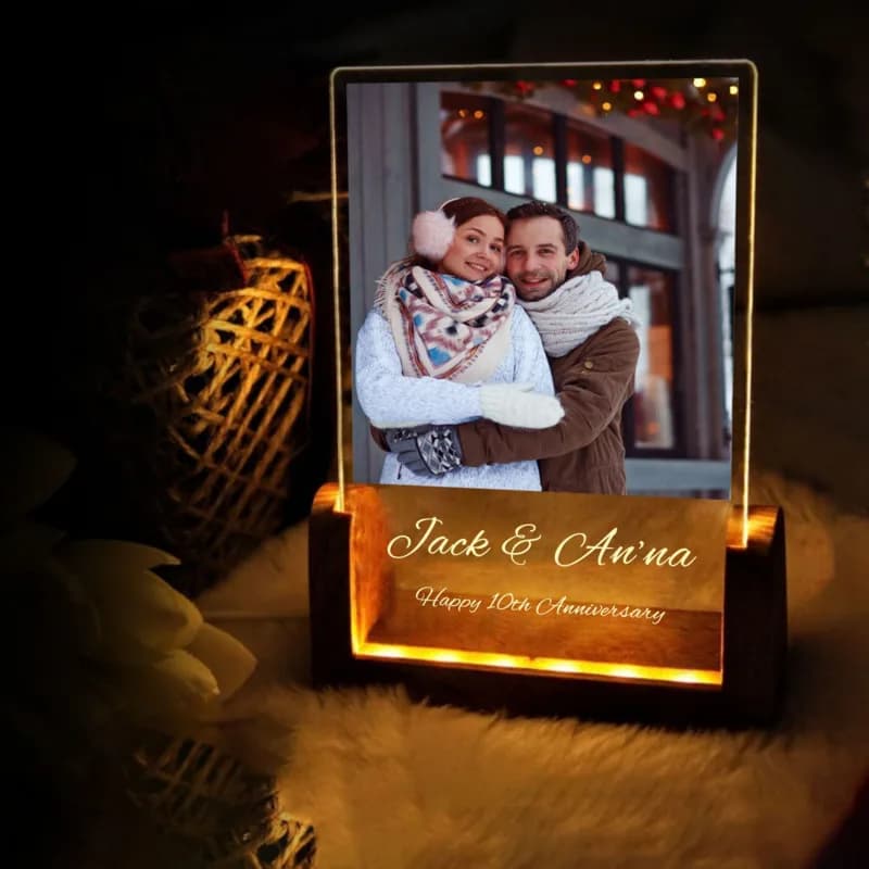 Romantic Do-it-yourself Acrylic Wooden Frame Memorial Gift for Valentine's Wedding Custom Music Background Ornament
