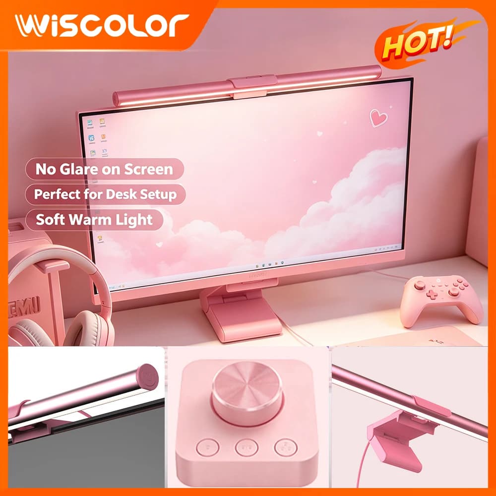 RGBIC Wifi Setup Light Bar Monitor Pink Cute Led Lights Smart APP Remote Control Screen Lamp Monitor Decorations Gaming Lightbar
