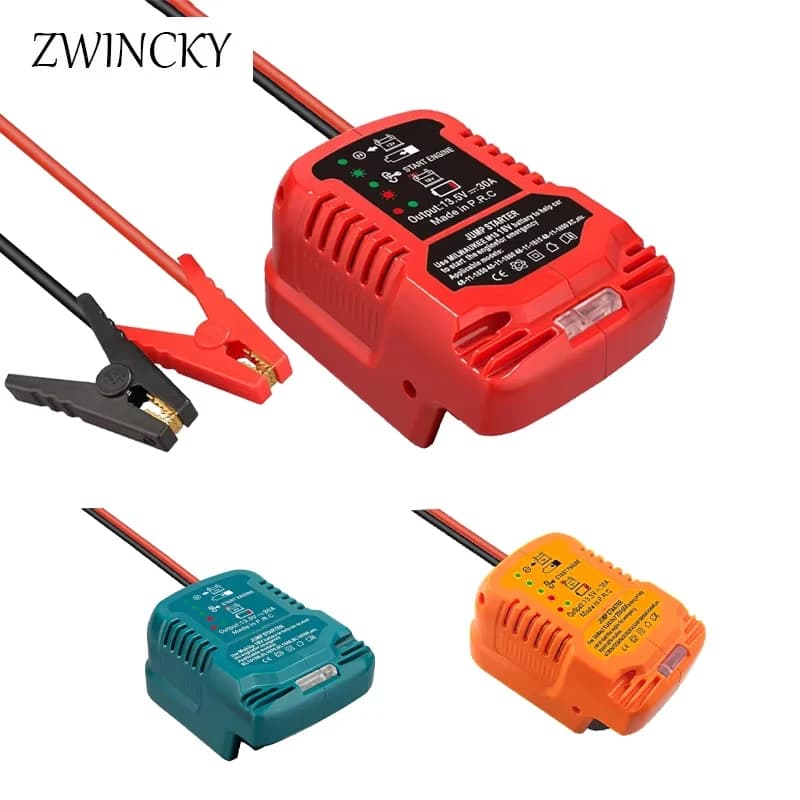 Per MAKITA/Milwaukee/Dewalt/EINHELL, 18V 20V Batteria Avviatore di emergenza Auto Avviamenti di emergenza Adattatore Cavi booster automobilistici resistenti