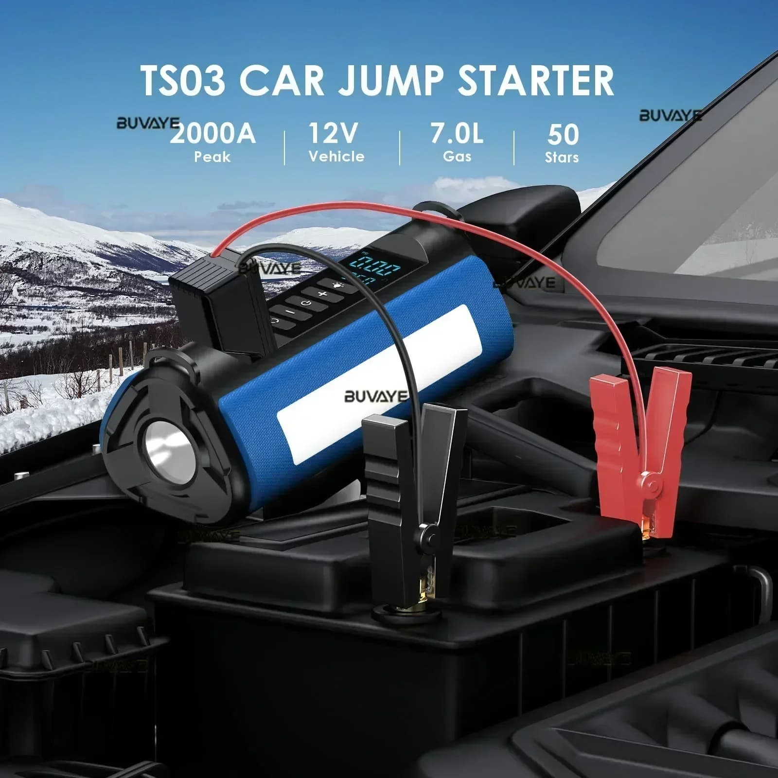 Pompa d'aria per avviamento di emergenza per auto Lampada di alimentazione portatile per esterni Compressore d'aria portatile Gonfiatore per pneumatici multifunzionale con borsa EVA