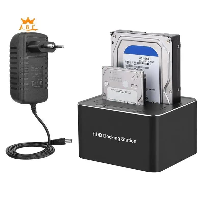 Docking Station Esterna A08E-SATA a Doppio Alloggiamento USB 3.0 da 5 Gbps per SSD/HDD da 2.5/3.5 Pollici con Clonazione Offline Veloce, Spina EU