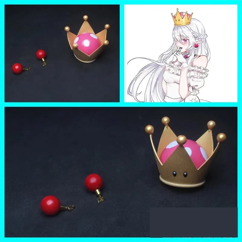 2025 12 Nuovo Bowsette Kuppa Koopa Hime Principessa Cosplay Womanize Corona Orecchini Corna Parrucchino Copricapi Costume di Halloween Puntelli
