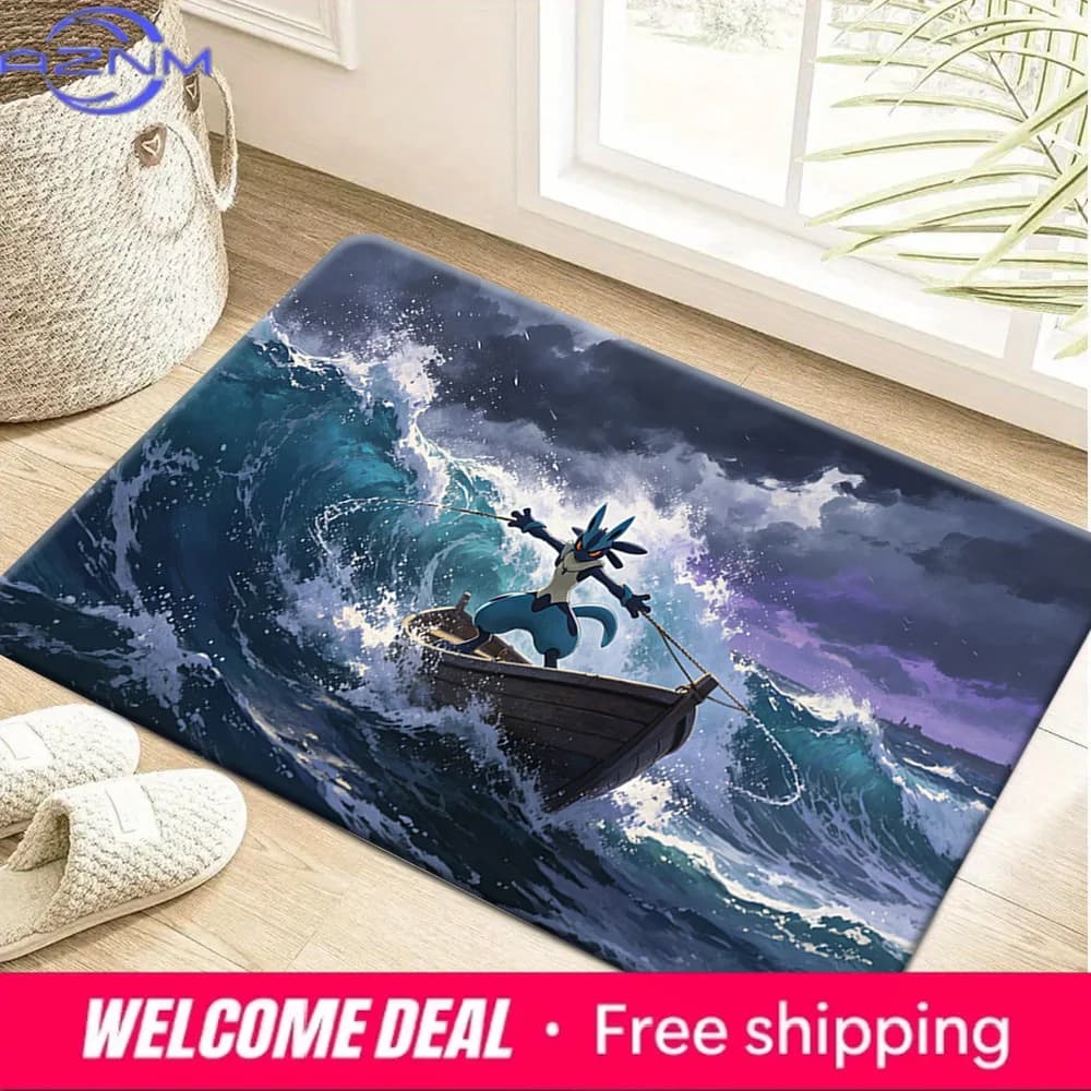 Lucario Stormy Sea Boat Adventure Print Non-Slip Floor Mat Doormat
