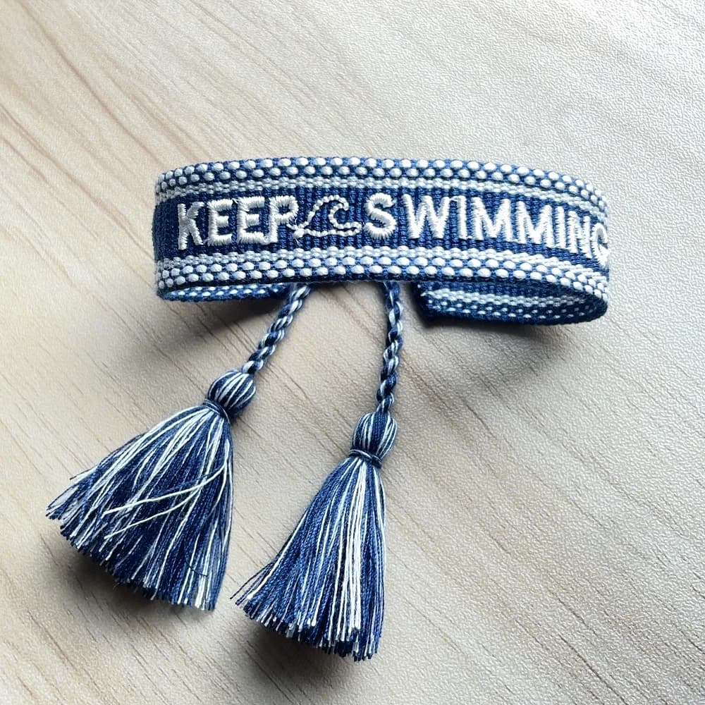 SWIM | KEEP SWIMMING Woven Bracelet Adjustable Rope Bracelet Simple Inspirational Gift for KPOP Fans Concert