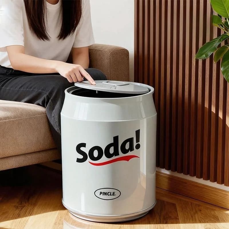 Cestino per Rifiuti a Forma di Lattina di Coca-Cola, Contenitore per Spazzatura in Plastica di Lusso, Bidone Grande con Ruote per Cucina, Soggiorno e Bagno, per la Pulizia della Casa