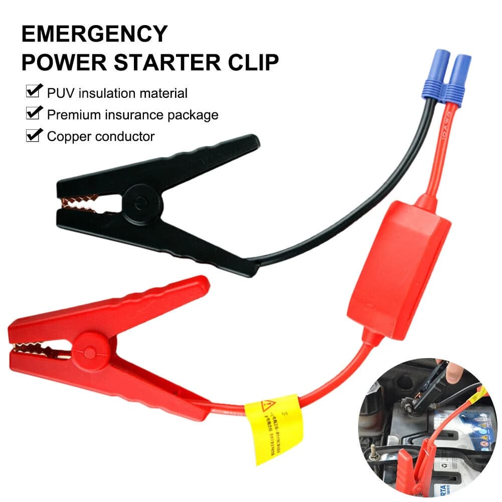 Cavo avviamento di emergenza con morsetti Cavo booster Clip a coccodrillo con connettore EC5-Plug 12V per auto camion
