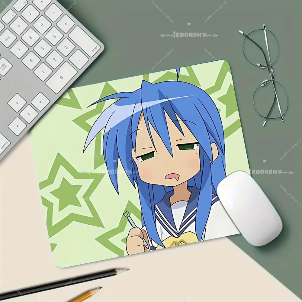 Tappetino per mouse grande con ragazza anime dai capelli blu, tappetino da scrivania in gomma antiscivolo per ufficio e gaming