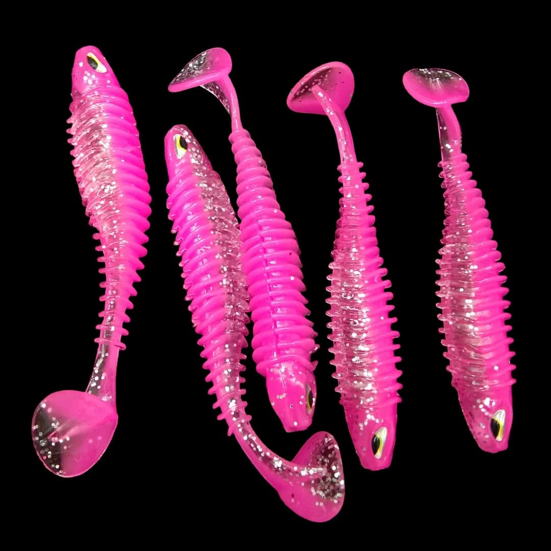 Swolfy 6.5cm/2.3g 7.5cm/4.6g 10.5cm /9.3g shad Esche Morbide Artificiale 3D Occhio Richiamo di Pesca leurre esca in silicone T Coda Wobbler