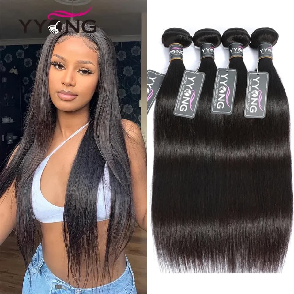 Yyong capelli brasiliani tessere fasci lisci fasci di capelli umani Remy estensione dei capelli nero naturale 1/3/4 pezzi 8-30 pollici per le donne
