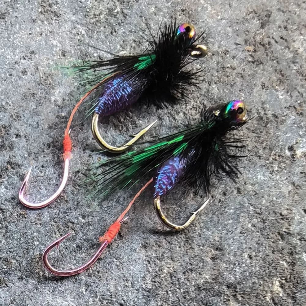 2 pezzi mosche affrontare bionico esca da pesca a mosca Spinner esche da nuoto kit esche da pesca a mosca mosche pesca a mosca doppio gancio