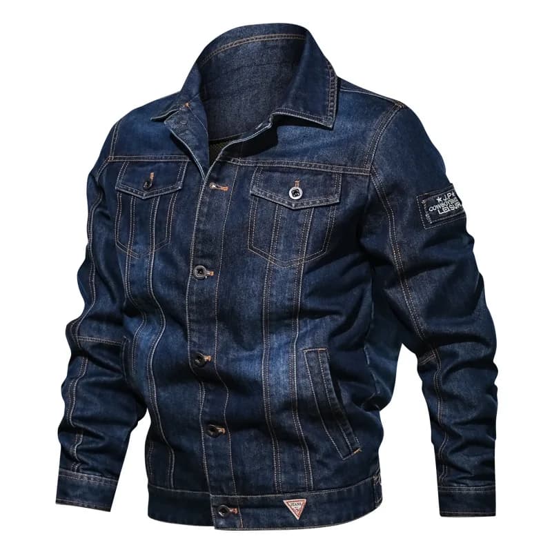 Nuova giacca di jeans da uomo casual 2025 di grandi dimensioni con risvolto multitasche, abbigliamento jeans alla moda alla moda