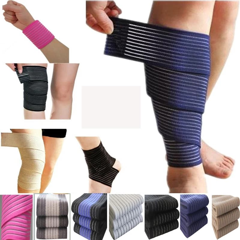 40-200 cm Ginocchio Gomito Polso Caviglia Fasciatura Polsino Supporto Avvolgimento Sport Cintura di Compressione Cintura Fitness Palestra Brace Nastro Fascia Elastica