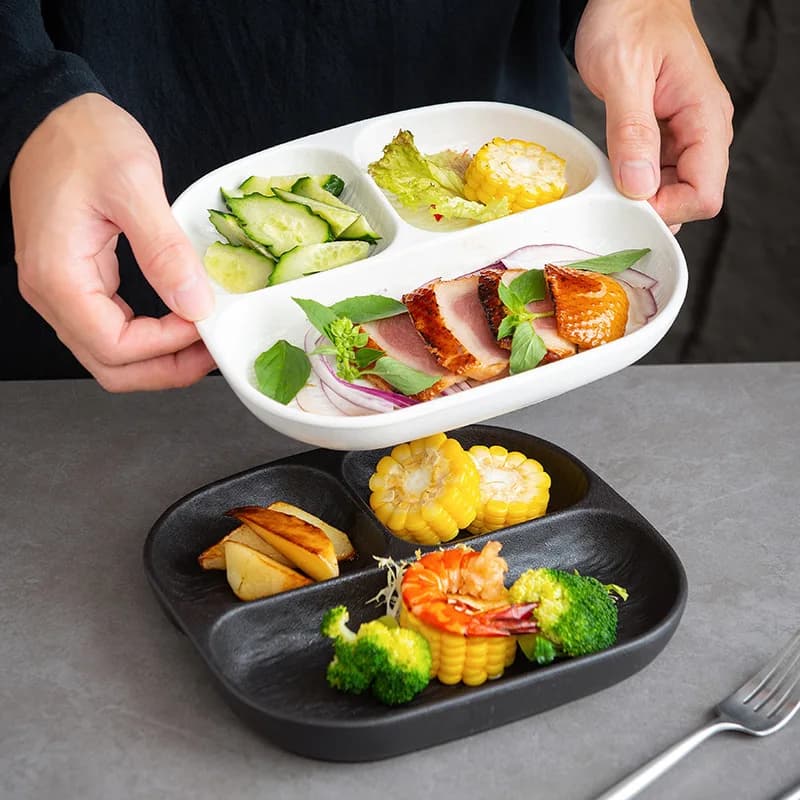 Special breakfast dish with 1 piece ceramic grill for reduction of domestic fat and weight loss, separate dish