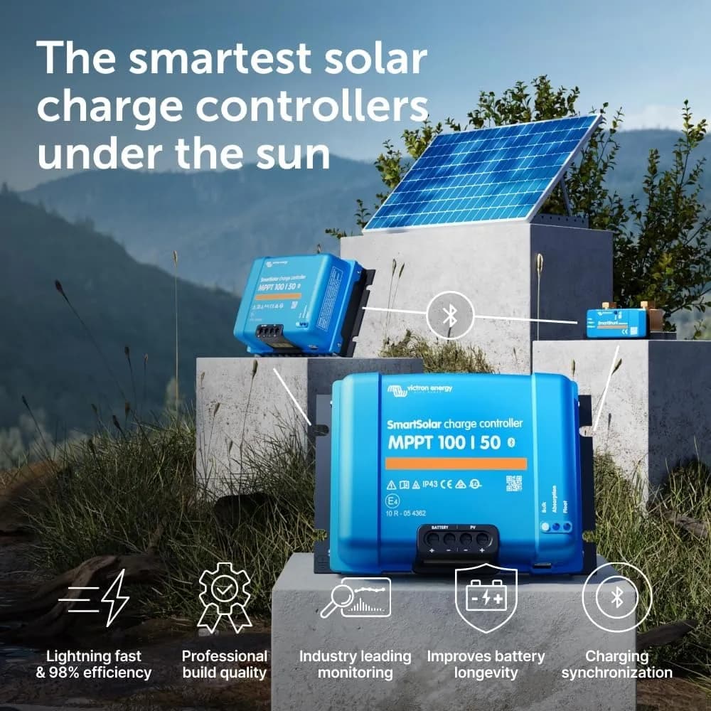 Regolatore di carica solare SmartSolar MPPT (Bluetooth) - Controller di carica per pannelli solari - 100 V, 50 A, 12/24 V