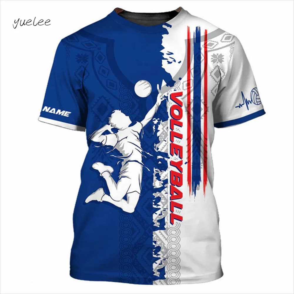 T-shirt da uomo sportiva di moda T-shirt personalizzata personalizzata da pallavolo stampata T-shirt a maniche corte da uomo estiva Abbigliamento casual da esterno