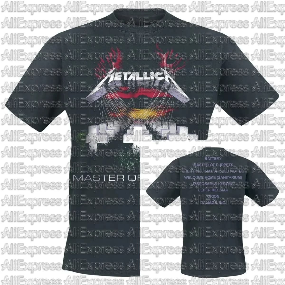 T-shirt in cotone con grafica Metallica, unisex, a maniche corte, alla moda, di marca, di lusso, casual, collezione estiva 2026 - Bestseller