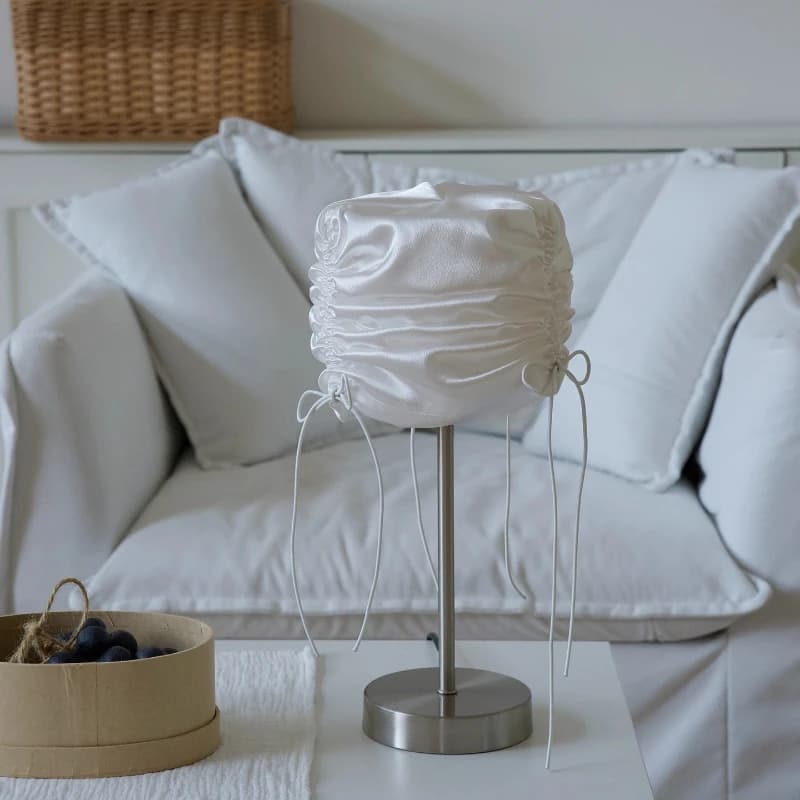 Ballet Style Cute Bow Bedside Bedroom Table Lamps Living Room Restaurant Study Medieval Red Creative Cloth Art Night Desk Lights