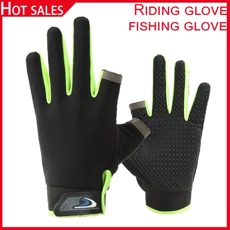 Guanti da pesca a due dita Protezione solare e touch screen traspirante antiscivolo Guanti da ciclismo sportivi Accessori da pesca