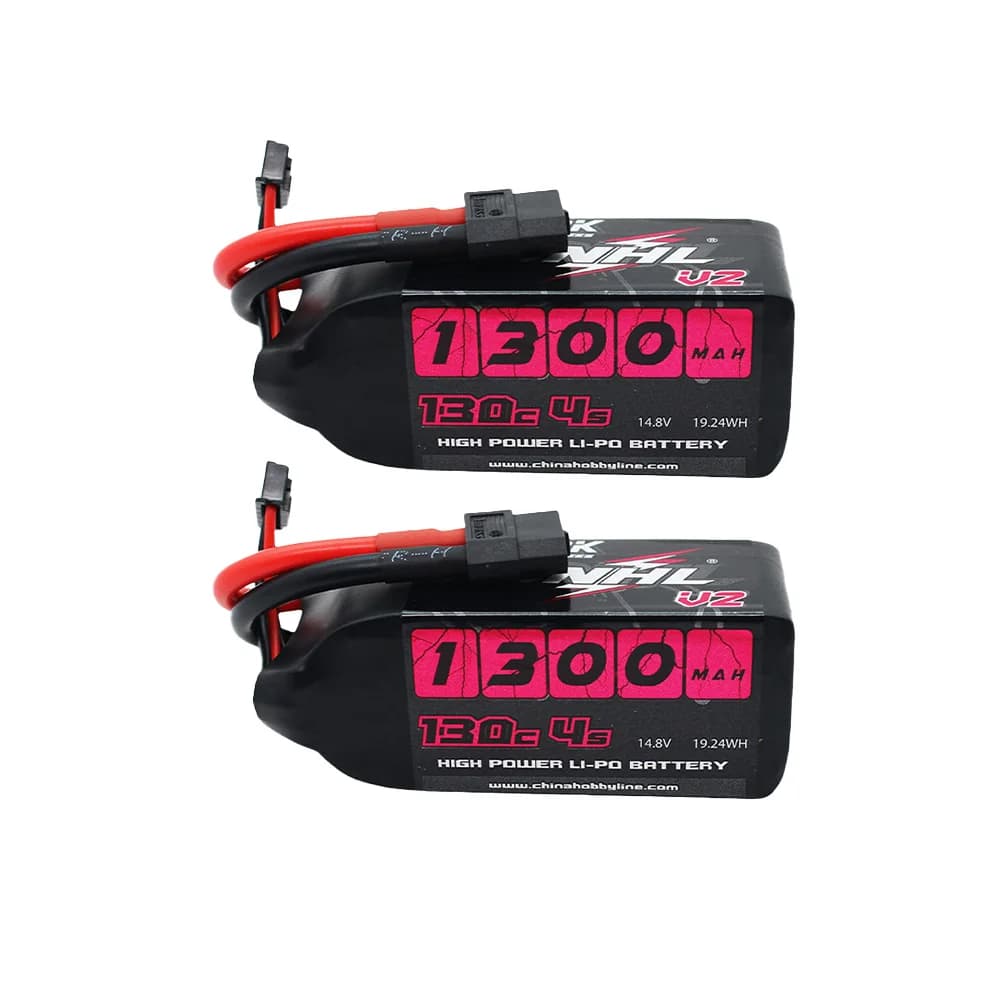 2 Batteries Lipo CNHL 4S 14.8V 1300mAh 130C with XT60 connector for RC FPV helicopters, Aerials and Racing drones