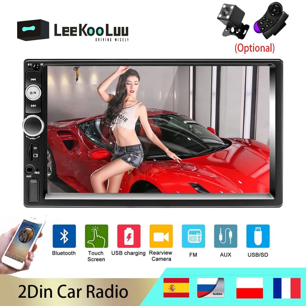 LeeKooLuu 7010 7023 2 Din 7 pollici lettore Touch Screen Autoradio Stereo 2din Autoradio supporto telecamera per retromarcia Mirrolink USB TF