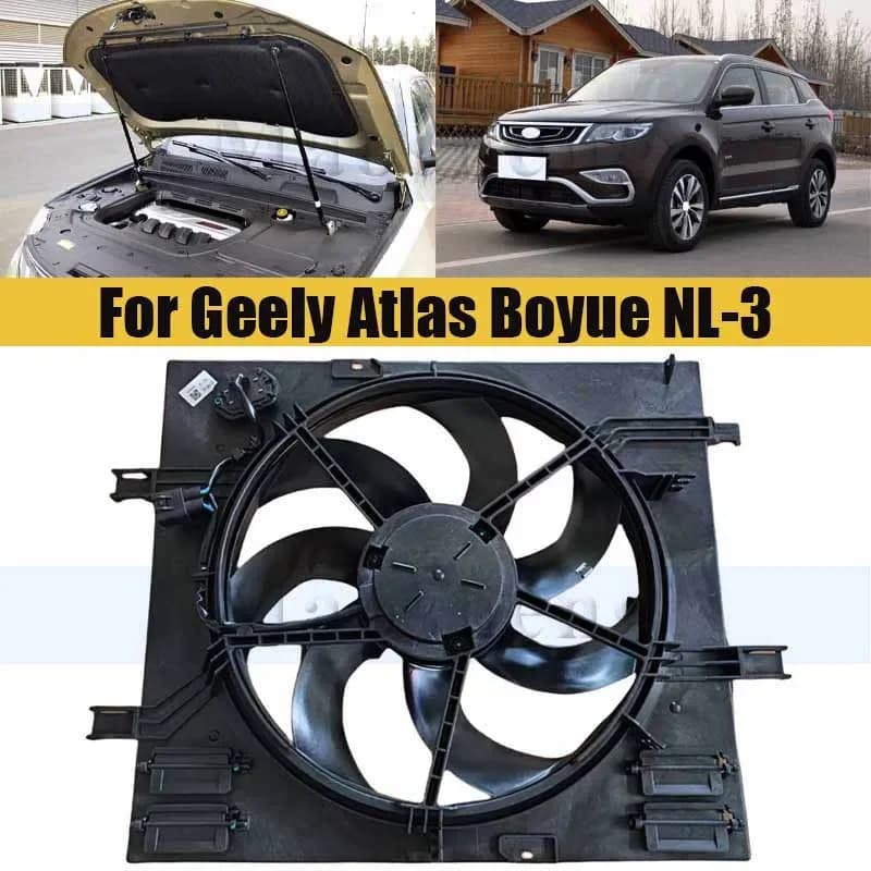 Ventola di raffreddamento del radiatore per Geely Atlas Boyue NL-3 2016-2018 ventola di raffreddamento elettrica della lama del radiatore elettronico dell'aria condizionata