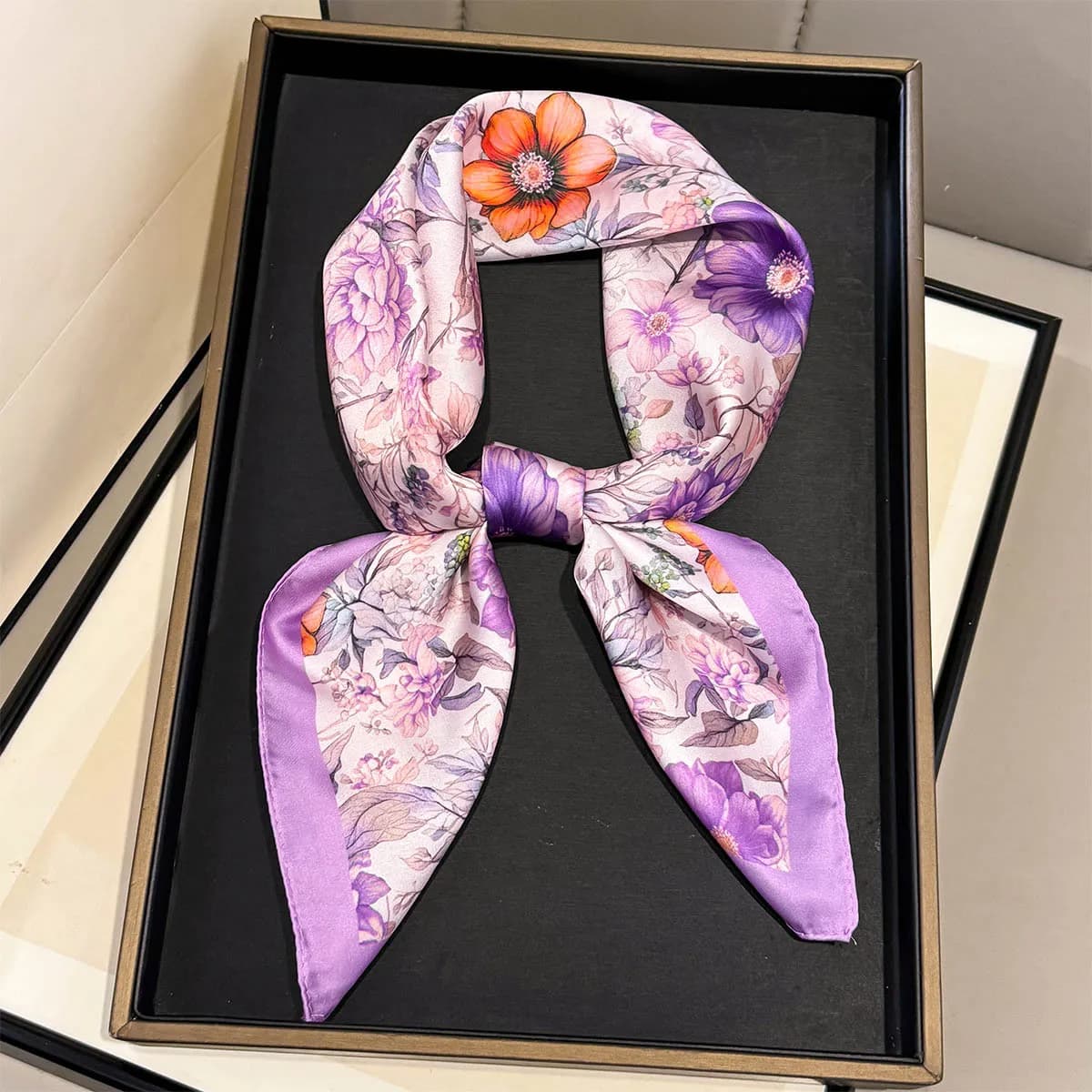 Elegant Silk Scarves with Floral Print for Women, Decorative Sheets for the Hill, Hijab Beach Summer, Female Scarves