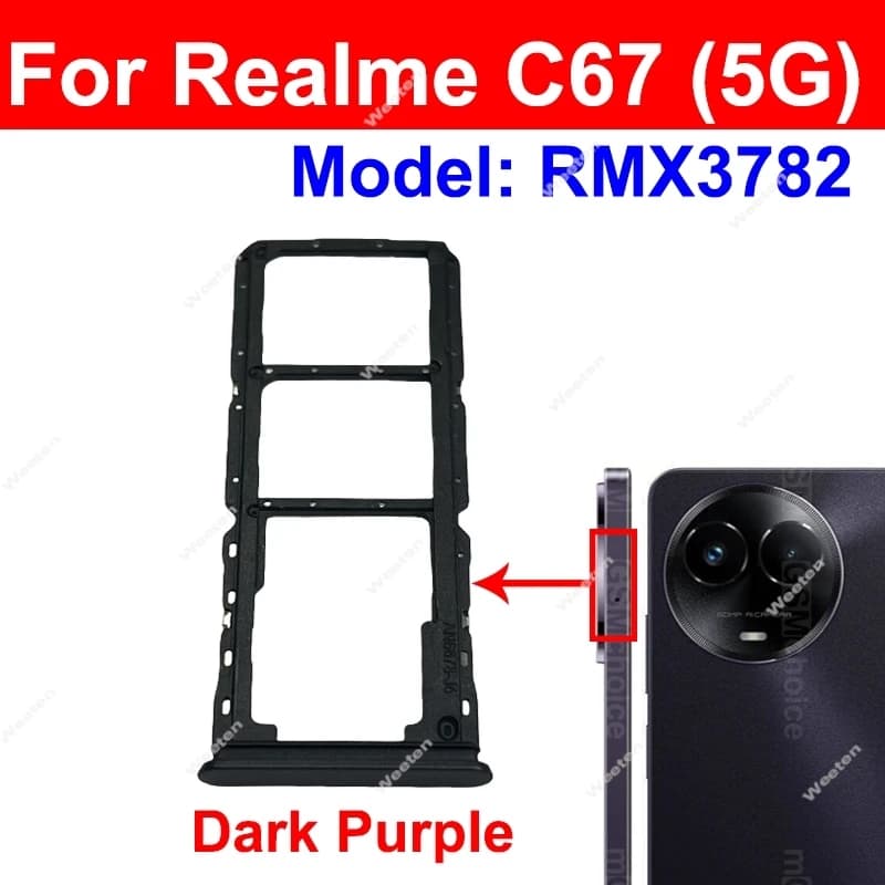 Sim Card Adapter For Realme C61 C63 C65 C67 4G 5G SIM Card Tray SIM Card Tray SIM Card Holder Reader Slot Parts