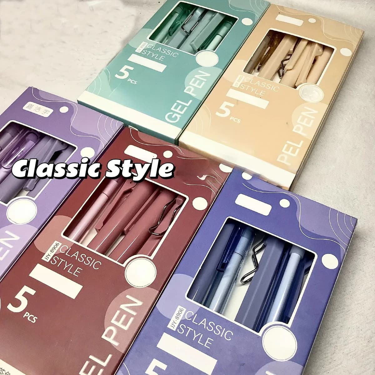 Morandi Set di 5 penne neutre, inchiostro ad asciugatura rapida, pennino medio, design retrattile, corpo ovale in plastica, ideale per studenti e professioni