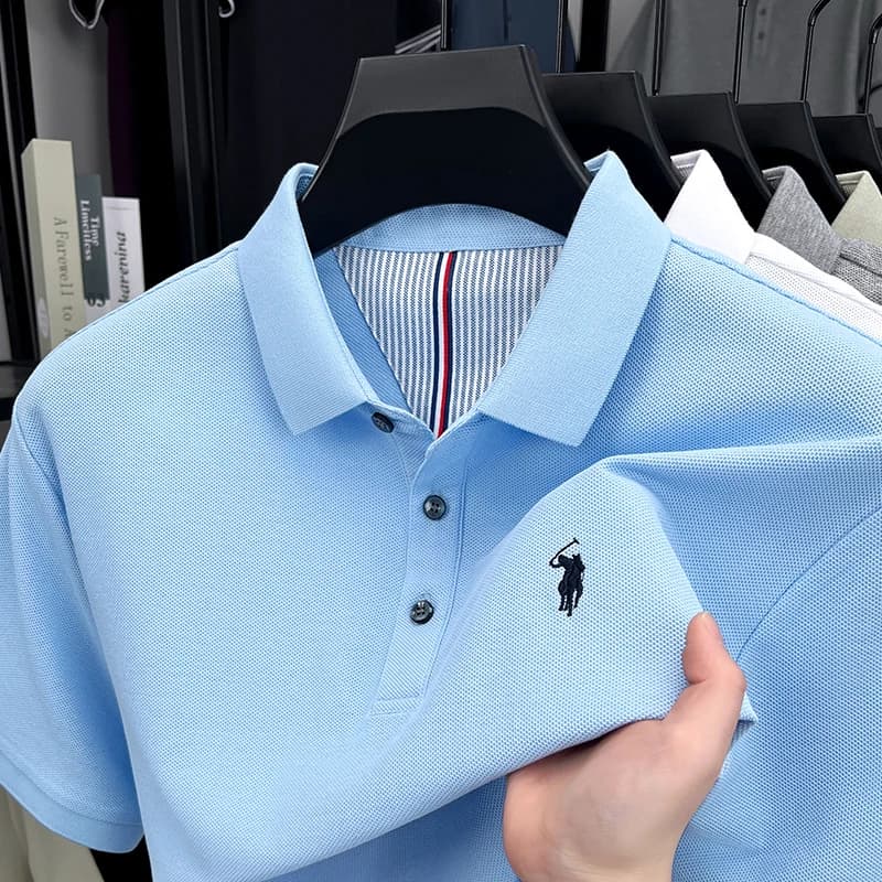 Polo a maniche corte da uomo di marca di fascia alta in puro cotone 100% moda estiva originale pony ricamo golf Paul T-shirt casual
