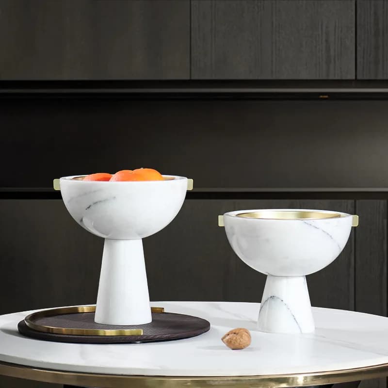 wholesale marble fruit plate creative art decoration home living room TV counter surface dried fruit snack storage tray
